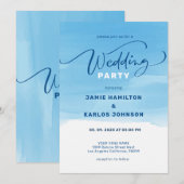 Luchtblauw aquarel achtergrond elegante typografie kaart (Voorkant / Achterkant)