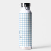 Luchtblauw Gingham Strik Monogram Waterfles (Links)