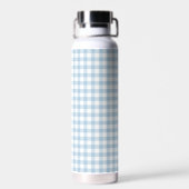 Luchtblauw Gingham Strik Monogram Waterfles (Achterkant)