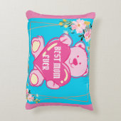Luchtblauw Roze Chic Teddybeer Hart Bloemendesign Accent Kussen (Achterkant (Verticaal))
