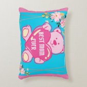 Luchtblauw Roze Chic Teddybeer Hart Bloemendesign Accent Kussen (Voorkant(Verticaal))