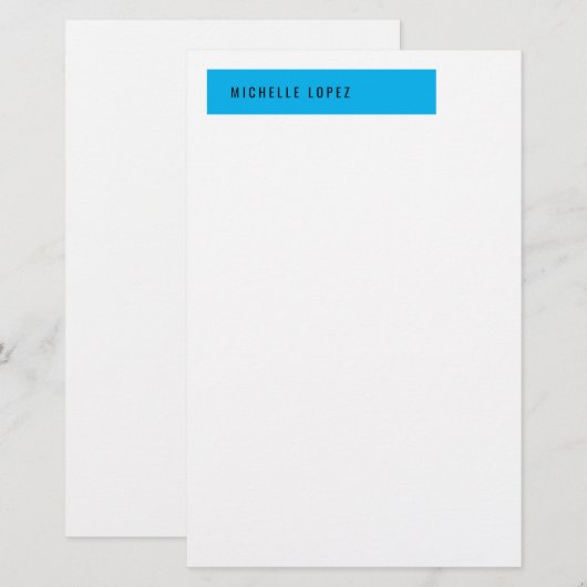 Luchtblauw Witte Klassieke Elegante Effen Briefpapier (Voorkant / Achterkant)