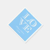 Luchtblauw, Witte LOVE Servetten (Hoek)