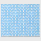 Luchtblauw Witte Scheepsankers Patroon Cadeaupapier (Vlak)