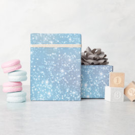 Luchtblauw zachte witte glinsterende patroon cadeaupapier