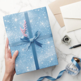 Luchtblauw zachte witte glinsterende patroon cadeaupapier