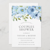 Luchtblauwe Bloemen Koppel Bruisfeest Kaart (Voorkant / Achterkant)