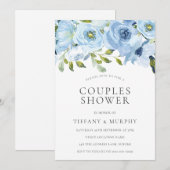 Luchtblauwe Bloemen Koppel Bruisparty Kaart (Voorkant / Achterkant)