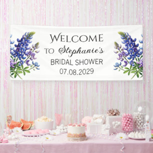 Luchtblauwe Bloemen Rustieke Bruiloft Feest Spandoek
