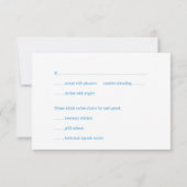 Luchtblauwe gele typografie chic trouwreactie kaart (Achterkant)