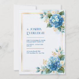 Luchtblauwe Hortensia Gouden Bruiloft Kaart