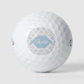 Luchtblauwe Quatrefoil Gepersonaliseerde Golfballe Golfballen (Voorkant)
