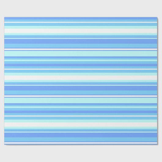 Luchtblauwe strepen cadeaupapier (Vlak)