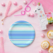 Luchtblauwe strepen papieren bordje (Feest)