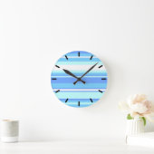 Luchtblauwe strepen ronde klok (Huis)