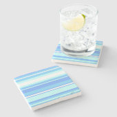 Luchtblauwe strepen stenen onderzetter (Zijkant)