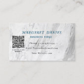 Luchtblauwe witte marmeren QR-code Visitekaartje (Voorkant)