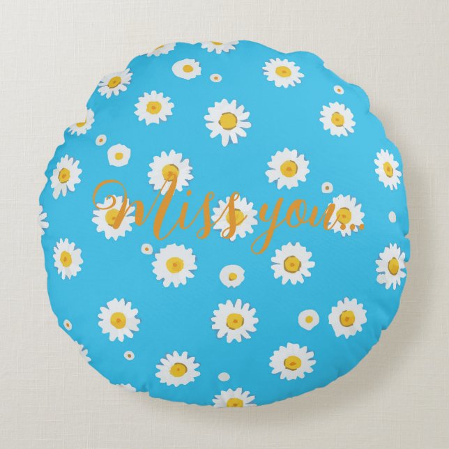 Luchtbloem Madeliefjes Rond Kussen (Voorkant)