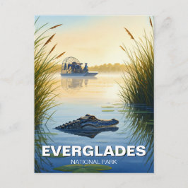 Luchtboot en Alligator Everglades National Park Briefkaart