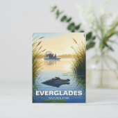 Luchtboot en Alligator Everglades National Park Briefkaart (Staand voorkant)