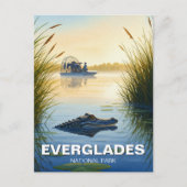 Luchtboot en Alligator Everglades National Park Briefkaart (Voorkant)