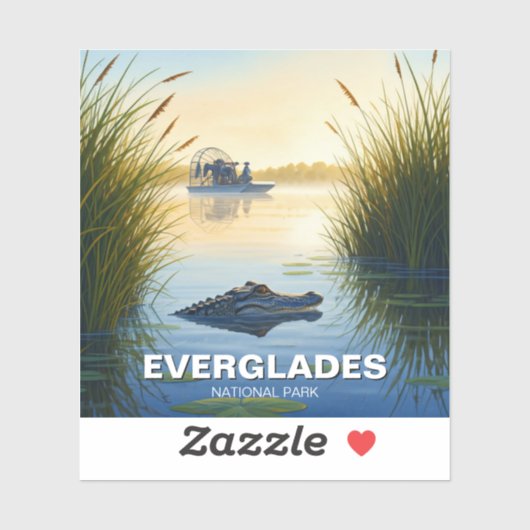 Luchtboot en Alligator Everglades National Park Sticker (Vel)