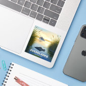 Luchtboot en Alligator Everglades National Park Sticker (Laptop met iPhone)