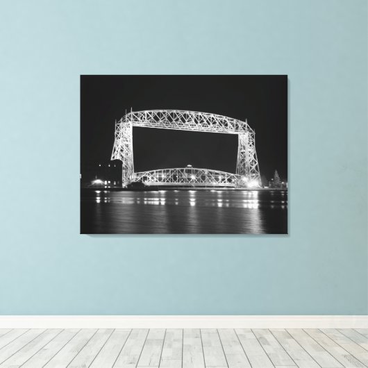 Luchtbrug in zwart-wit canvas afdruk (Insitu (Houten vloer))