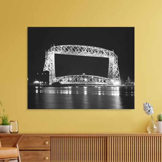 Luchtbrug in zwart-wit canvas afdruk (Insitu (Woonkamer))