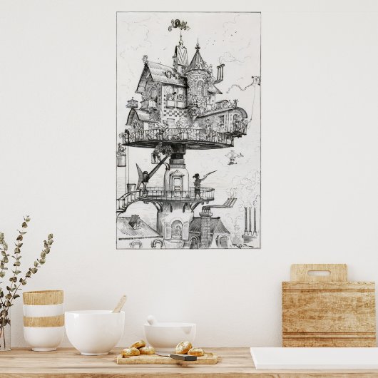 Luchtdraaiende ruimte poster (Keuken)