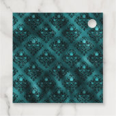  luchters en Blauwgroen Roos Damask Bedankjes Labels (Achterkant)