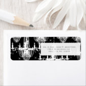 Luchters en sterren op zwart retouradres etiket (Insitu)