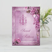 Luchters, Heart & Flowers Lijst Sweet 16 Kaart (Staand voorkant)