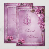 Luchters, Heart & Flowers Lijst Sweet 16 Kaart (Voorkant / Achterkant)