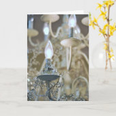 Luchters, lichte en glazen luchters, groet kaart (Gele Bloem)