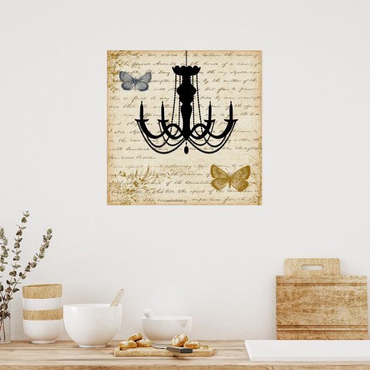  luchters met Butterflies Poster (Keuken)