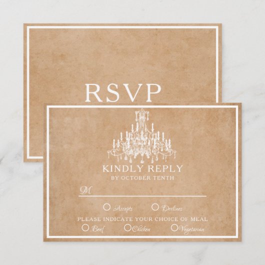 Luchters op bruin papier RSVP kaartje (Voorkant / Achterkant)