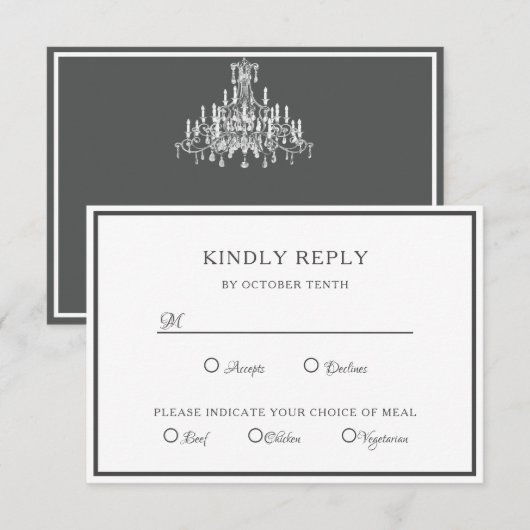 luchters op grijs RSVP kaartje (Voorkant / Achterkant)