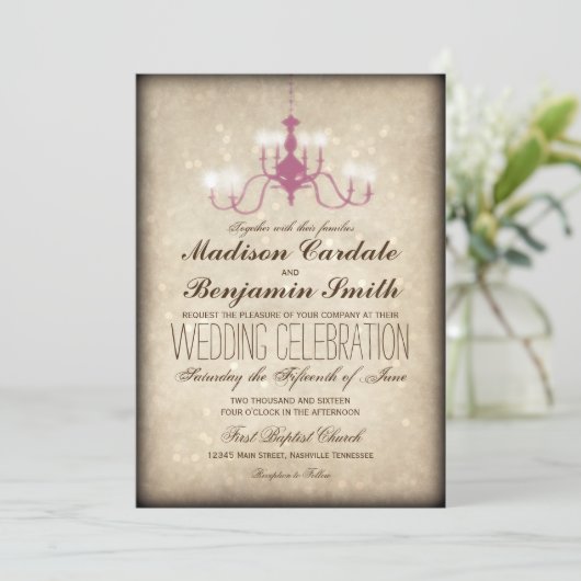  Luchters Rustic Wedding Invitations Kaart (Staand voorkant)