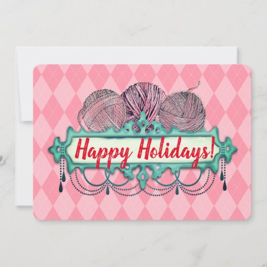 Luchters van brei- en haakwerk feestdagenkaart (Voorkant)