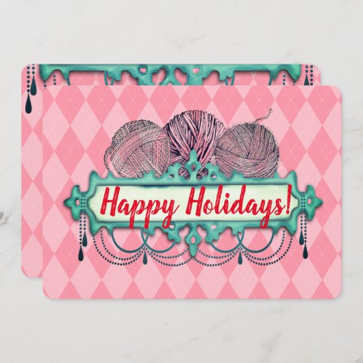 Luchters van brei- en haakwerk feestdagenkaart (Voorkant / Achterkant)