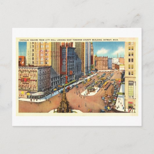 Luchtfoto Uitzicht van Cadillac Square in Detroit, Briefkaart (Voorkant)