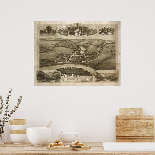 Luchtfoto Valley Forge PA Pennsylvania Poster (Keuken)