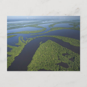 Luchtfoto van Anavilhanas-archipel, overstroomd Briefkaart