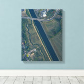 Luchtfoto van de skyline van de stad canvas afdruk (Insitu (Houten vloer))