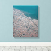 Luchtfoto van de stad door het zee canvas afdruk (Insitu (Houten vloer))