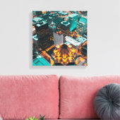 Luchtfoto van hoogbouw canvas afdruk (Insitu (Woonkamer))