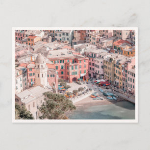 Luchtfoto van Italiaans dorp Cinque Terre Vernazza Briefkaart
