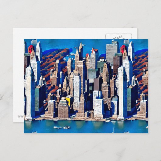 Luchtfoto van Manhattan Uitzicht Briefkaart (Voorkant / Achterkant)