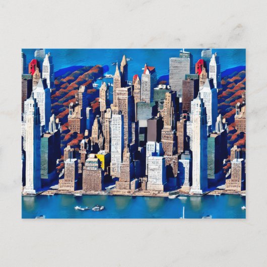 Luchtfoto van Manhattan Uitzicht Briefkaart (Voorkant)